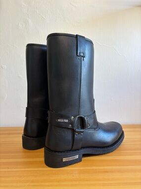 Daniel Smart Black Leather Motorcycle Boots - Waterproof